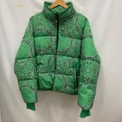 Lorna Jane Uniqley Women's Size XL Puffer Jacket Green Paisley 