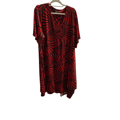 Taking Shape Womens  Size XL Midi Dress / Short Sleeve Dress  Black  / Red 