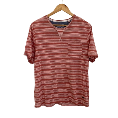Lee Cooper Mens  Size M Short Sleeve Shirt Red / Striped / White 