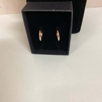 Stamped 925;  1/10  9ct Small Hoop Earrings 
