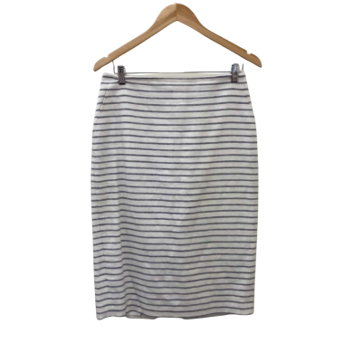 Jigsaw Womens  Size 10 Pencil Skirt White/ Navy Blue / Striped 