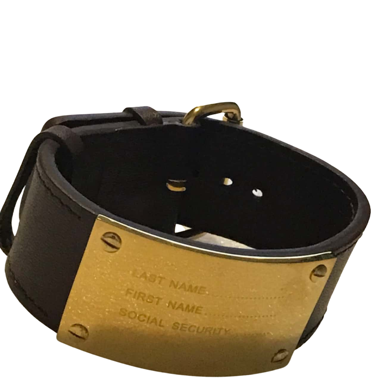 NWOT Mens Medical Alert Identity Bracelet Brown Leather with Gold