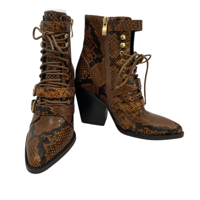 *REDUCED* Midas Women's Leather Ankle Boots Block Heels Size 35 Snake Skin Print Colour