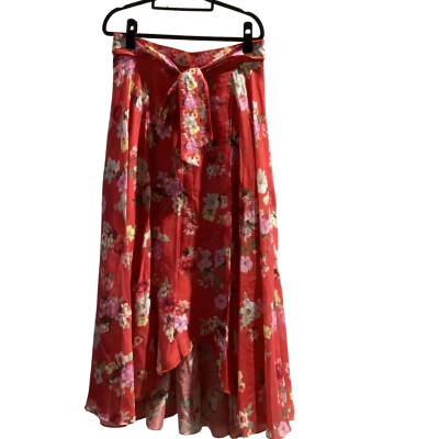 Portmans Womens  Size 12 Asymmetrical Hemline Skirt Floral / Red RRP $149.95