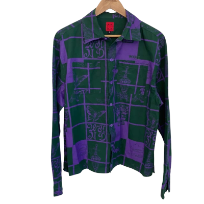 WKND Mens  Size M Long Sleeve Shirt Green / Purple 