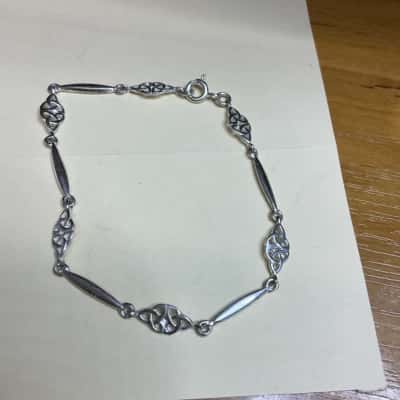  Womens Vintage Filigree link Bracelet in Stirling Silver 