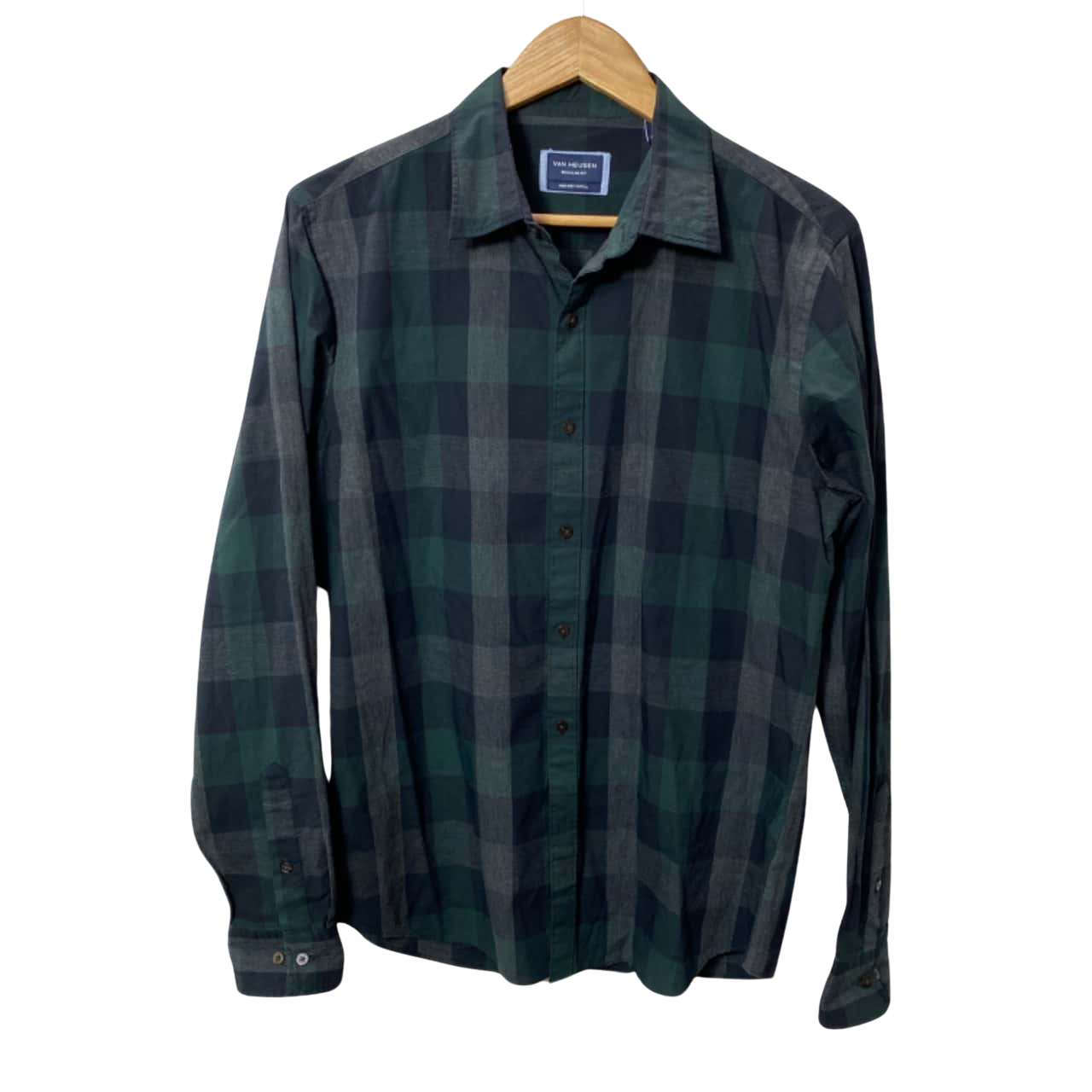 Van Heusen Men's size M Long Sleeve Shirt Checked Black / Green (s) - Used Very Good | Salvos Stores Van Heusen Men's size M Long Sleeve Shirt Checked Black / Green (s) - Used Very Good | Salvos Stores