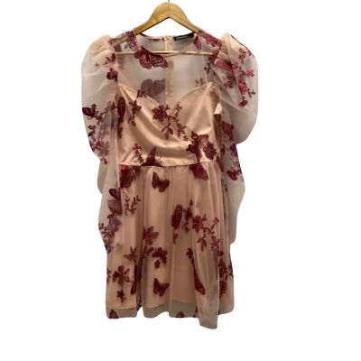 Double Crazy Womens Size M Beige & Maroon Dress