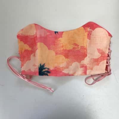 Amalie Pink Leesha Side Laced Strapless Piped Neck Top Size 12