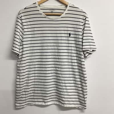 Polo Ralph Lauren Mens  Size XL Striped T-shirt NB small holes next to tag and faint mark at front (see image)
