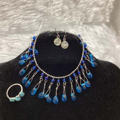  Womens Earrings Blue / Other / Silver 