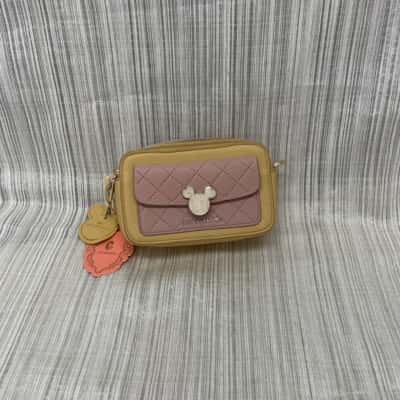 Choberry Super Cute Pink & Caramel Coloured with Front Mouse Enameled Detail /Crossbody /Shoulder /Mini Handbag - Brand New with Tags & Straps -