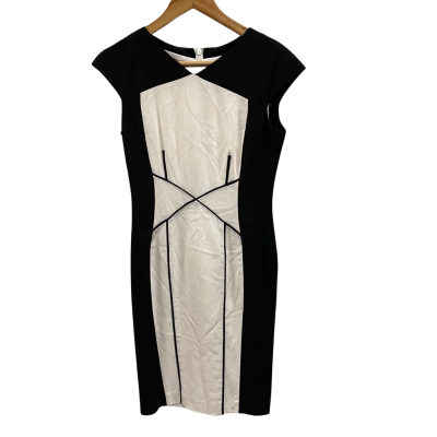 David Lawrence Women’s Size 6 Midi Dress Black  / Off White 