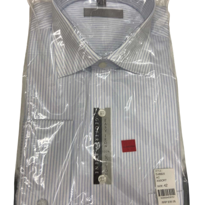 Geoffrey Beene Mens  Size 42 White/Blue Striped Business Shirt RRP $99.95