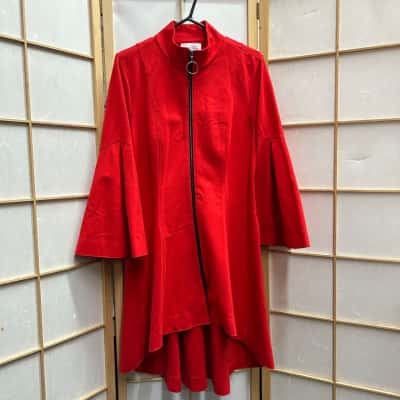 New With Tags JOSEPH RIBKOFF Women's  Size UK12 / US10 Scoop Hem Ponte Jacket / High-Low Zip Jacket / Open Jacket Red 