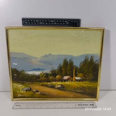 Framed Vintage Signed Artwork Painting Landscape Oil As Is 