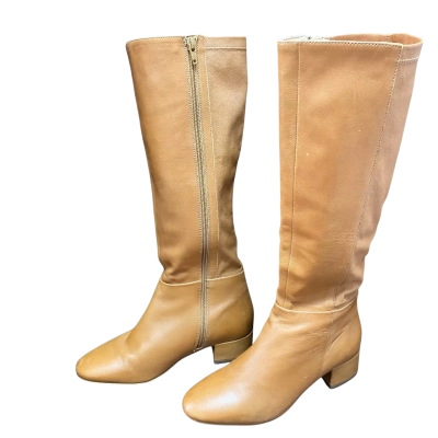 Trenery Womens Leather, Low Heel, Knee High Size 37 Boots Tan 