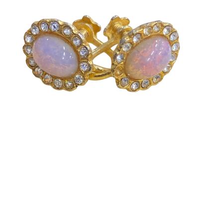  Womens 1940’s vintage screw on opal triplet Earrings 