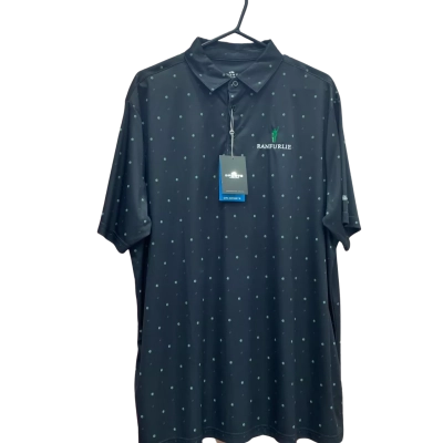 Sporte Mens Size XL Black & Green Polka Dot Polo Shirt