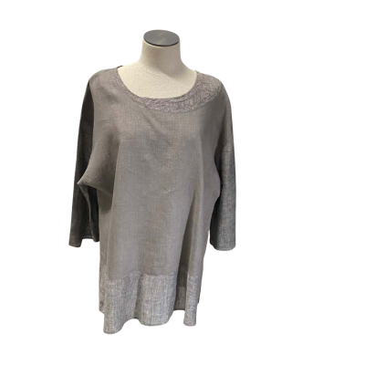 Free Woman 3/4 Sleeve Grey Linen Top Size 14