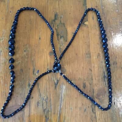  Womens Necklace Black Faceted Glass