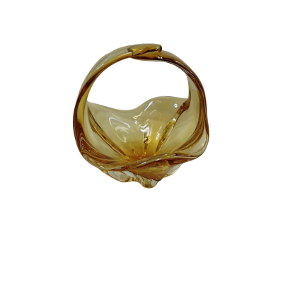 Amber Glass Basket Styled Bowl
