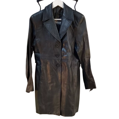 Calenzano Womens Size 12 Leather Jacket Black  