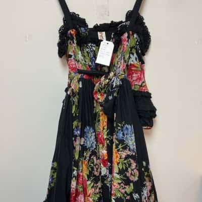  Womens  Size 10 Babydoll Dress Black  / Floral / Multicoloured 