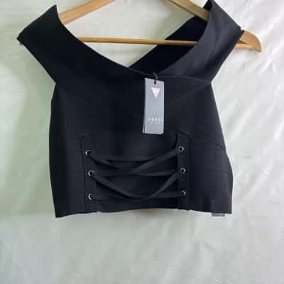 Guess Womens  Size L Off-the-shoulder Top Black  