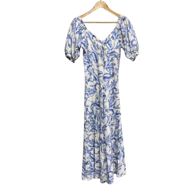 Kivari Womens  Size 8 Cotton Linen Dress Blue / White 