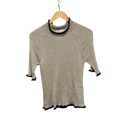 Golden Goose Womens  Size L Knit Short Sleeve Top Gold / Grey 