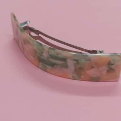 Green and Peach Enamel Hair Clip