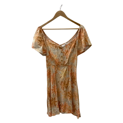 Roxy Womens  Size XS Short Sleeve Dress  Floral / Orange