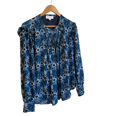 Witchery Womens  -Size 10 -Long Sleeve Shirt -Blue / Pattern 