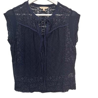 Rebecca Taylor Womens  Size 0 Navy Blue silk blouse