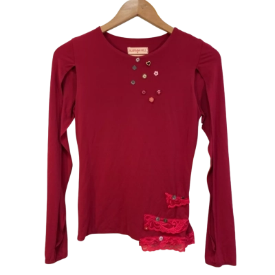 BNWT Alannah Hill Womens Size 8 French Dessert Cherry Button Top