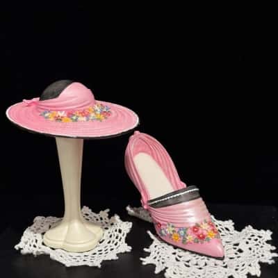 Porcelain hat shoe and stand figurines
