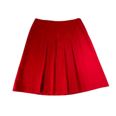 Fletcher Jones Pure Wool Red Pleated Skirt 98cm Waist 70cm Length 