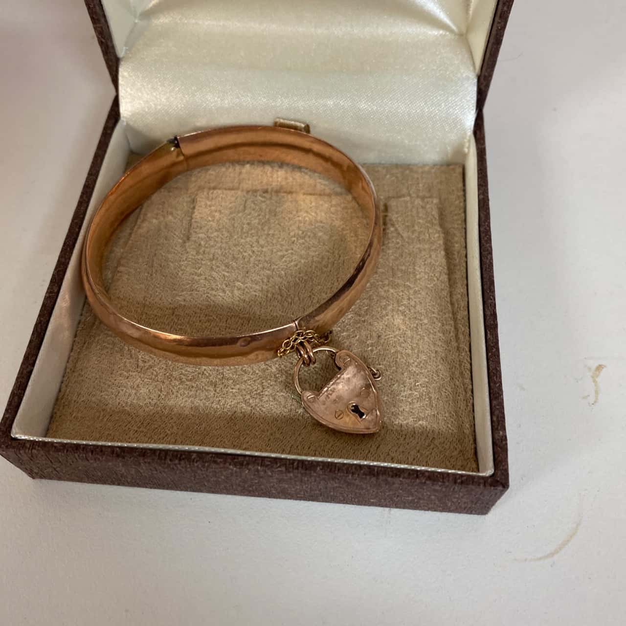 Stamped 9ct Rose Gold Locket Bangle (s)
