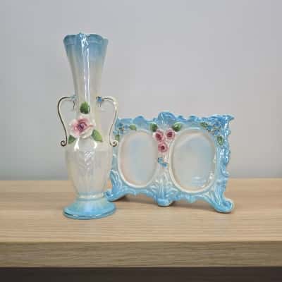 Blue Lustreware Frame & Vase - Japan