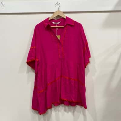 Virtuelle Womens  Size 14 Short Sleeve Top Pink  