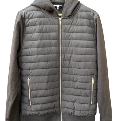Reiss Taylor Jacket Hybrid Quilted With Hood Size M Black