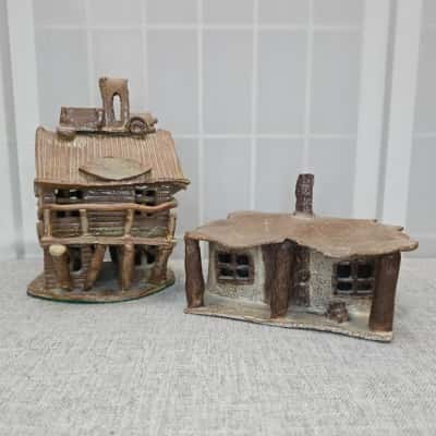 Set of 2 Rustic Outback Pottery Houses