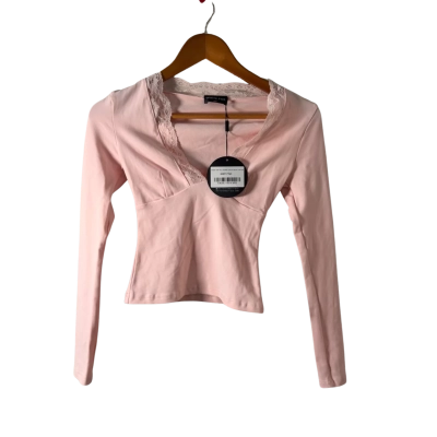 White Fox Womens  Size 4 Cropped Top Pink  