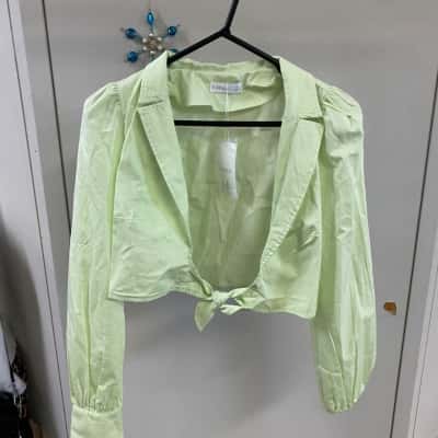 Kookai Womens  lime cream knot shirt Size 40 