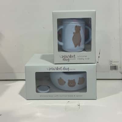 Baby silicone bowl and sippy cup set 