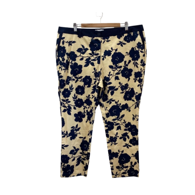 Heine Womens  Size 18 Beige / Floral / Navy Blue Pants