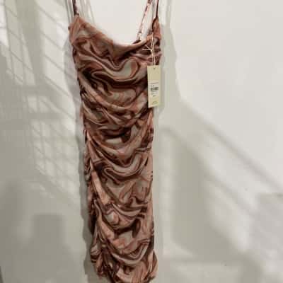 Kimber Mesh Mini Dress Womens  Size S Brown RRP$69