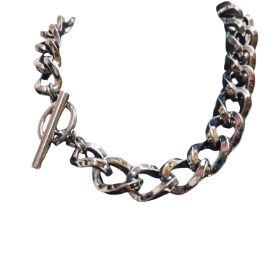 MIMCO Chunky Gun Metal Grey Chain Necklace with Toggle Clasp