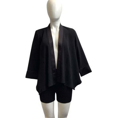 Brand New Liz Jordan Womens  Size S Satin Trim Scarlett Open Jacket Black  
